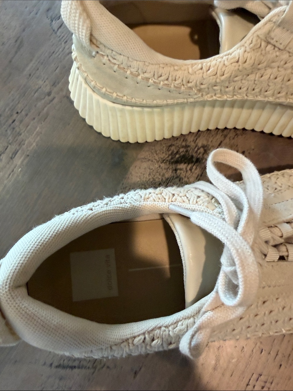 Dolce Vita Cream Woven Lace-Up Sneakers - Picture 3 of 4